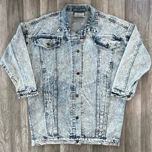 Vintage 80s Mens Current Seen Acid Wash Jean Denim Jacket Reto